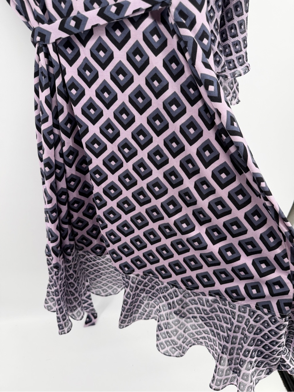 Diane Von Furstenberg Whimsigoth Retro Office Siren Lavender/Navy Midi Dress Sz8 - Picture 11 of 14
